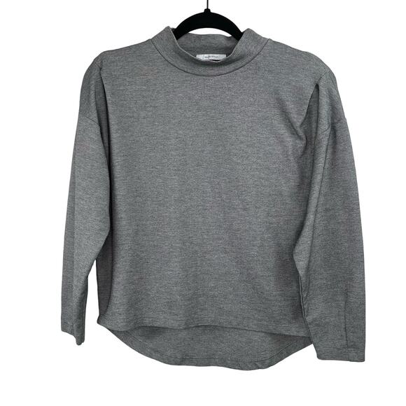 Moussy Gray Long Sleeve Mock Neck Casual High Low Stretchy Top Free Size/OS - Picture 1 of 16